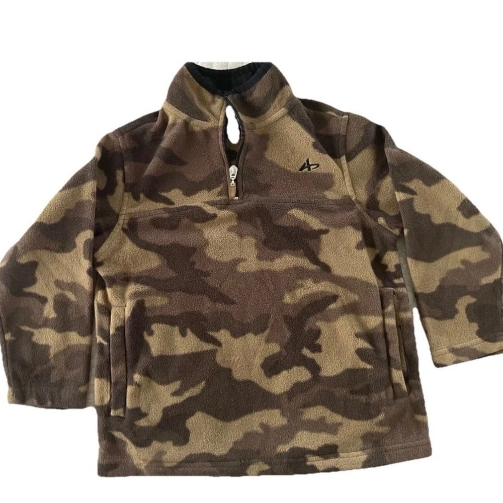 Athletech Unisex Kids Camouflage Fleece Jacket 1/4 Zip Pullover Size Xs (4-5)